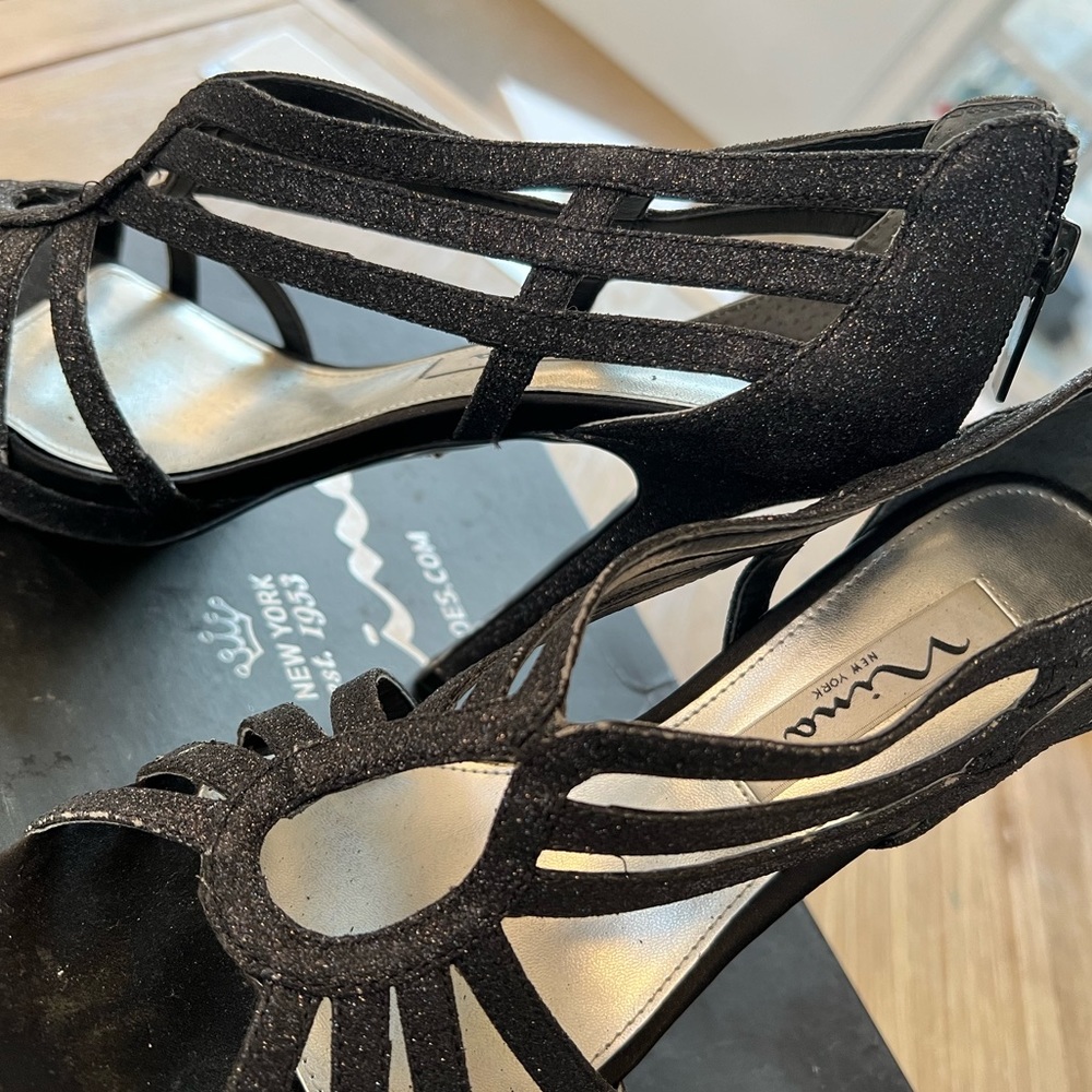 Nina black baby glit heels